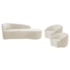 Kit Divã Recamier Orgânico França 160cm Lado Direito e 2 Poltronas Amore Bouclé Bege