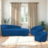 Kit Divã Recamier Orgânico França 160cm Lado Direito e 2 Poltronas Amore Linho Azul Royal