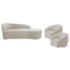 Kit Divã Recamier Orgânico França 160cm Lado Direito e 2 Poltronas Amore Linho Bege