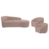 Kit Divã Recamier Orgânico França 160cm Lado Direito e 2 Poltronas Amore Linho Rosê