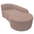 Kit Divã Recamier Orgânico França 160cm Lado Direito e 2 Poltronas Amore Linho Rosê