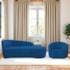 Kit Divã Recamier Orgânico França 160cm Lado Direito e Poltrona Amore Linho Azul Royal