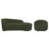 Kit Divã Recamier Orgânico França 160cm Lado Direito e Poltrona Amore Linho Verde