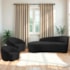 Kit Divã Recamier Orgânico França 160cm Lado Esquerdo e 2 Poltronas Amore Linho Preto