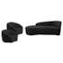 Kit Divã Recamier Orgânico França 160cm Lado Esquerdo e 2 Poltronas Amore Linho Preto