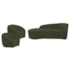 Kit Divã Recamier Orgânico França 160cm Lado Esquerdo e 2 Poltronas Amore Linho Verde
