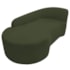 Kit Divã Recamier Orgânico França 160cm Lado Esquerdo e 2 Poltronas Amore Linho Verde