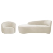 Kit Divã Recamier Orgânico França 160cm Lado Esquerdo e Poltrona Amore Bouclé Bege