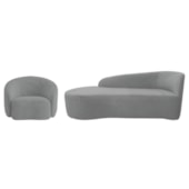 Kit Divã Recamier Orgânico França 160cm Lado Esquerdo e Poltrona Amore Bouclé Cinza