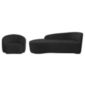 Kit Divã Recamier Orgânico França 160cm Lado Esquerdo e Poltrona Amore Bouclé Preto