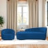 Kit Divã Recamier Orgânico França 160cm Lado Esquerdo e Poltrona Amore Linho Azul Royal