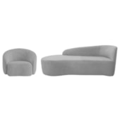 Kit Divã Recamier Orgânico França 160cm Lado Esquerdo e Poltrona Amore Linho Cinza Claro