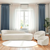 Kit Divã Recamier Orgânico França 180cm Lado Direito e 2 Poltronas Amore Bouclé Bege