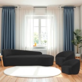 Kit Divã Recamier Orgânico França 180cm Lado Direito e 2 Poltronas Amore Bouclé Preto