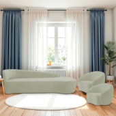 Kit Divã Recamier Orgânico França 180cm Lado Direito e 2 Poltronas Amore Bouclé Verde Oliva