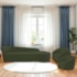 Kit Divã Recamier Orgânico França 180cm Lado Direito e 2 Poltronas Amore Linho Verde