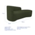 Kit Divã Recamier Orgânico França 180cm Lado Direito e 2 Poltronas Amore Linho Verde