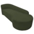 Kit Divã Recamier Orgânico França 180cm Lado Direito e 2 Poltronas Amore Linho Verde