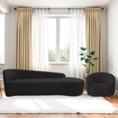 Kit Divã Recamier Orgânico França 180cm Lado Direito e Poltrona Amore Bouclé Preto