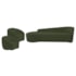 Kit Divã Recamier Orgânico França 180cm Lado Esquerdo e 2 Poltronas Amore Linho Verde