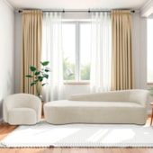Kit Divã Recamier Orgânico França 180cm Lado Esquerdo e Poltrona Amore Bouclé Bege