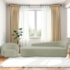 Kit Divã Recamier Orgânico França 180cm Lado Esquerdo e Poltrona Amore Bouclé Verde Oliva