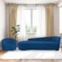 Kit Divã Recamier Orgânico França 180cm Lado Esquerdo e Poltrona Amore Linho Azul Royal