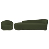 Kit Divã Recamier Orgânico França 180cm Lado Esquerdo e Poltrona Amore Linho Verde