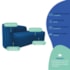 Kit Divã Recamier Orgânico França 200cm Lado Direito e 2 Poltronas Amore Linho Azul Royal