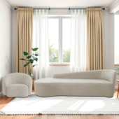 Kit Divã Recamier Orgânico França 200cm Lado Esquerdo e Poltrona Amore Linho Bege