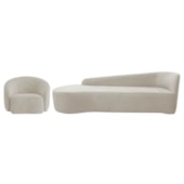 Kit Divã Recamier Orgânico França 200cm Lado Esquerdo e Poltrona Amore Linho Bege