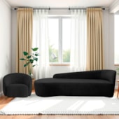 Kit Divã Recamier Orgânico França 200cm Lado Esquerdo e Poltrona Amore Linho Preto