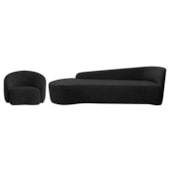 Kit Divã Recamier Orgânico França 200cm Lado Esquerdo e Poltrona Amore Linho Preto