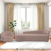 Kit Divã Recamier Orgânico França 200cm Lado Esquerdo e Poltrona Amore Linho Rosê