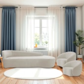 Kit Divã Recamier Orgânico França 220cm Lado Direito e 2 Poltronas Amore Linho Bege