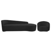 Kit Divã Recamier Orgânico França 220cm Lado Direito e Poltrona Amore Bouclé Preto