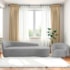 Kit Divã Recamier Orgânico França 220cm Lado Direito e Poltrona Amore Linho Cinza Claro