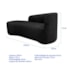 Kit Divã Recamier Orgânico França 220cm Lado Esquerdo e 2 Poltronas Amore Linho Preto