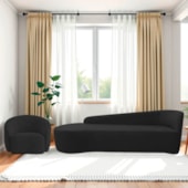 Kit Divã Recamier Orgânico França 220cm Lado Esquerdo e Poltrona Amore Bouclé Preto