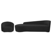 Kit Divã Recamier Orgânico França 220cm Lado Esquerdo e Poltrona Amore Bouclé Preto