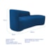 Kit Divã Recamier Orgânico França 250cm Lado Direito e 2 Poltronas Amore Linho Azul Royal