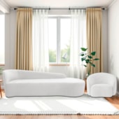 Kit Divã Recamier Orgânico França 250cm Lado Direito e Poltrona Amore Bouclé Branco