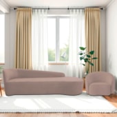 Kit Divã Recamier Orgânico França 250cm Lado Direito e Poltrona Amore Linho Rosê