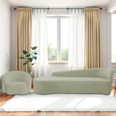 Kit Divã Recamier Orgânico França 250cm Lado Esquerdo e Poltrona Amore Bouclé Verde Oliva