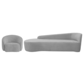 Kit Divã Recamier Orgânico França 250cm Lado Esquerdo e Poltrona Amore Linho Cinza Claro