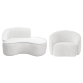 Kit Divã Recamier Orgânico Marrocos 150cm Lado Direito e 1 Poltronas Amore Bouclé Branco