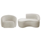 Kit Divã Recamier Orgânico Marrocos 150cm Lado Esquerdo e 1 Poltronas Amore Linho Bege