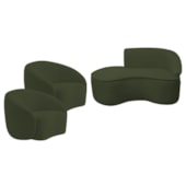 Kit Divã Recamier Orgânico Marrocos 150cm Lado Esquerdo e 2 Poltronas Amore Linho Verde