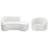 Kit Divã Recamier Orgânico Marrocos 160cm Lado Direito e 1 Poltronas Amore Bouclé Branco