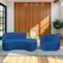 Kit Divã Recamier Orgânico Marrocos 200cm Lado Direito e 1 Poltronas Amore Linho Azul Royal